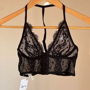 Intimately Free by Free People Lennox Longline Black lace Bra bralette top new